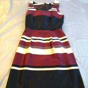 H&M Gorgeous Navy Burgundy Stripe Color Dress